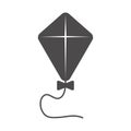 Flying kite icon in flat style. Royalty Free Stock Photo
